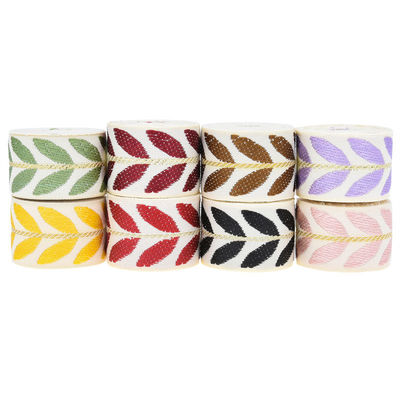25mm * 2y Jacquard Leaf Ribbon Eco Friendly Christmas Ribbon có dây