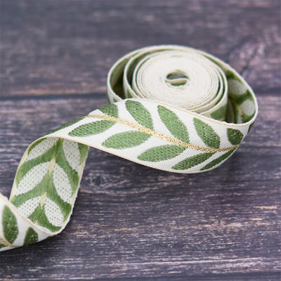 25mm * 2y Jacquard Leaf Ribbon Eco Friendly Christmas Ribbon có dây