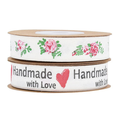 15mm * 10m Hoa Burlap Ribbon OEM ODM Custom In ấn Ribbon Rolls