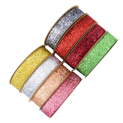 25mm Shinny Glitter Velvet Ribbon sơn Olive Green Velvet Ribbon