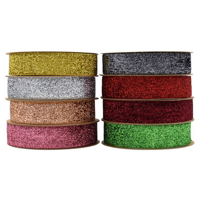 25mm Shinny Glitter Velvet Ribbon sơn Olive Green Velvet Ribbon