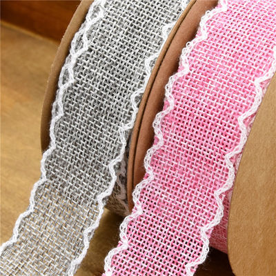 25mm * 10y Burlap Ribbon Rolls Weave Edge 2.5cm Burlap Trim By The Yard