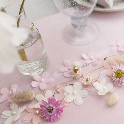 40mm * 2m Polyester Floral Ribbon Trim OEM ODM Flower Lace Ribbon