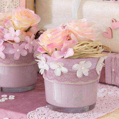 40mm * 2m Polyester Floral Ribbon Trim OEM ODM Flower Lace Ribbon