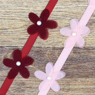 40mm * 2m Polyester Floral Ribbon Trim OEM ODM Flower Lace Ribbon