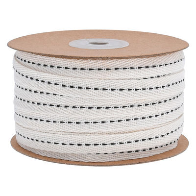 10mm * 50y Cotton Stitched Edge Ribbon ISO9001 Custom Cotton Ribbon