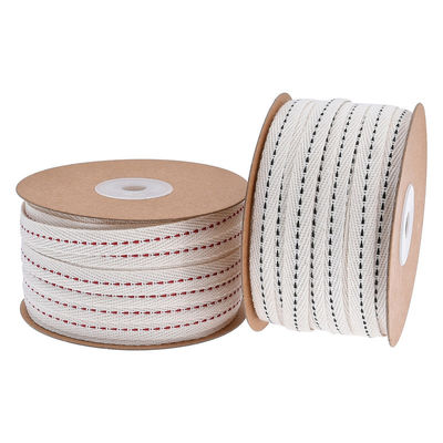 10mm * 50y Cotton Stitched Edge Ribbon ISO9001 Custom Cotton Ribbon