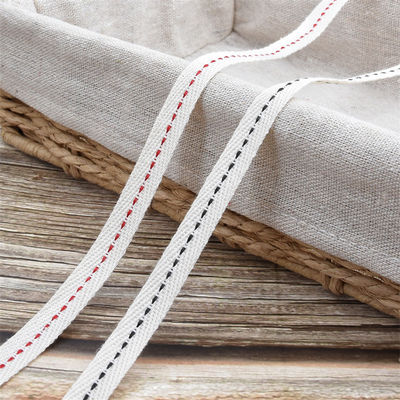 10mm * 50y Cotton Stitched Edge Ribbon ISO9001 Custom Cotton Ribbon