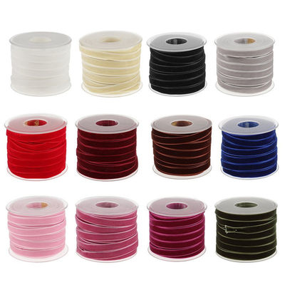 10mm * 20Y Elastic Velvet Ribbon Pink Velvet Wired Ribbon ISO9001