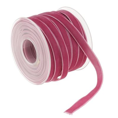 10mm * 20Y Elastic Velvet Ribbon Pink Velvet Wired Ribbon ISO9001