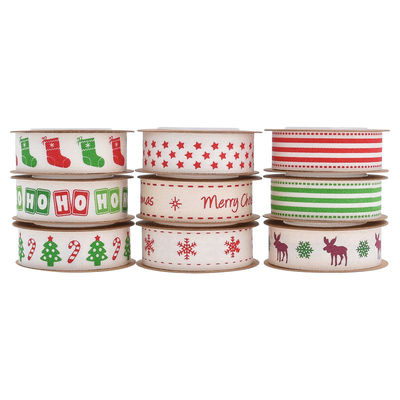 15mm*3y Christmas Gift Ribbon Băng giấy bông màu trắng