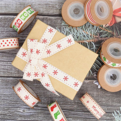 15mm*3y Christmas Gift Ribbon Băng giấy bông màu trắng