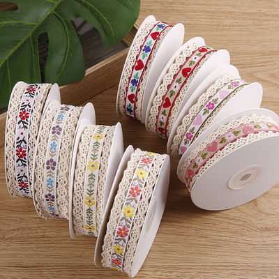2.5cm Dây mỏng Flroal Jacquard Ribbon Gift Packing Polyester Ribbon để đóng gói