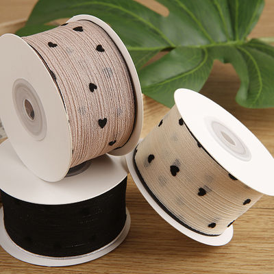 3 màu Dải băng sọc 40mm Trái tim in dải băng polyester OEM thân thiện với môi trường