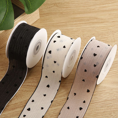 3 màu Dải băng sọc 40mm Trái tim in dải băng polyester OEM thân thiện với môi trường