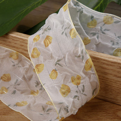 40mm 50mm Organza Ribbon with Floral Printed Polyester Ribbon OEM Tương thích với môi trường
