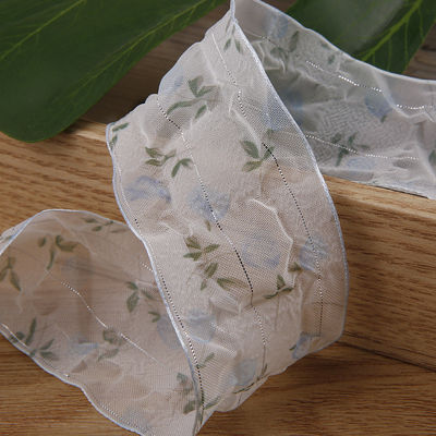 40mm 50mm Organza Ribbon with Floral Printed Polyester Ribbon OEM Tương thích với môi trường