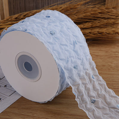 Ruy băng Organza 50mm có hoa văn chấm vàng Lá vàng in Polyester Organza Ribbon OEM Thân thiện với môi trường