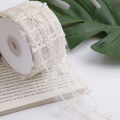50mm Shinny Polyester Mesh Ribbon với Floral Jacquard Ribbon