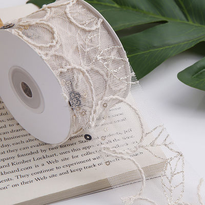 50mm Shinny Polyester Mesh Ribbon với Floral Jacquard Ribbon