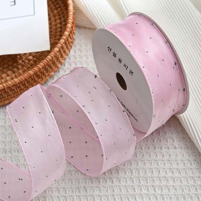 4cm*18m Shinny Diamond Polyester Organza Ribbon High Quality Gift Ribbon