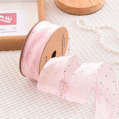 4cm*18m Shinny Diamond Polyester Organza Ribbon High Quality Gift Ribbon