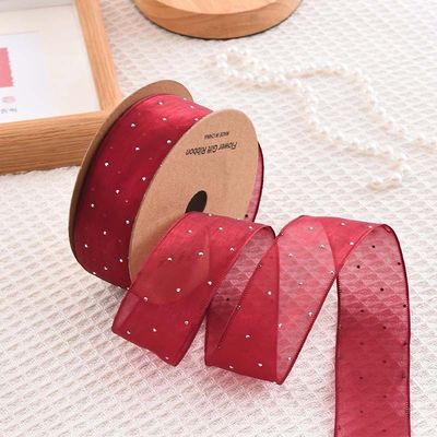4cm*18m Shinny Diamond Polyester Organza Ribbon High Quality Gift Ribbon