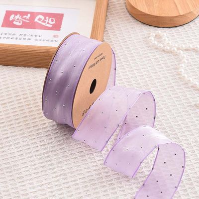4cm*18m Shinny Diamond Polyester Organza Ribbon High Quality Gift Ribbon