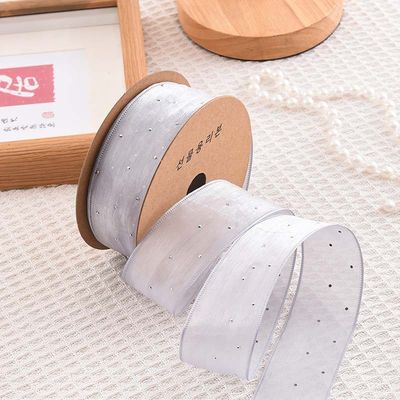 4cm*18m Shinny Diamond Polyester Organza Ribbon High Quality Gift Ribbon