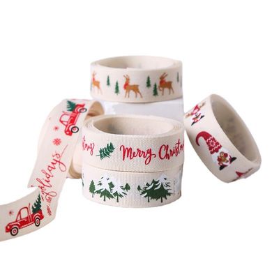 16mm * 100y Chúc mừng Giáng sinh Dải dải bông in Dải dải bông tùy chỉnh