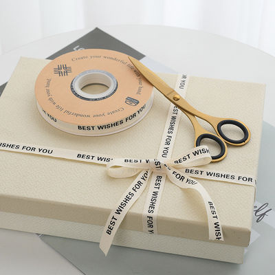 13mm Logo Cotton Ribbon Văn học hoa tươi Bouquet Cake trang trí hộp quà tặng Ribbon DIY vật liệu Bao bì Ribbon