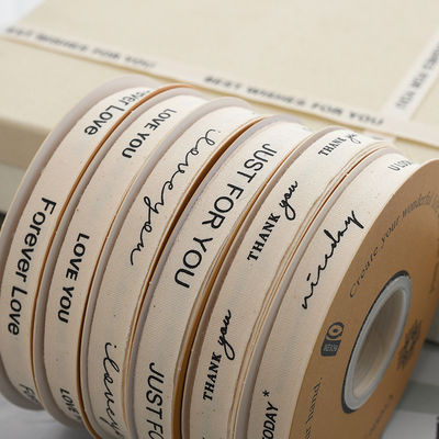 13mm Logo bán buôn Cotton Ribbon Literary Style Flower Packaging Gift Box Decoration Ribbon Cake Bouquet