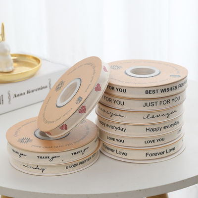 13mm Logo bán buôn Cotton Ribbon Literary Style Flower Packaging Gift Box Decoration Ribbon Cake Bouquet