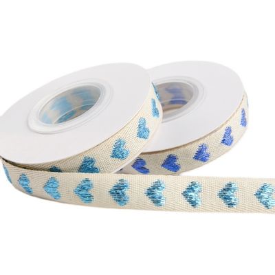 16mm * 9m Heart Pattern Jacquard Cotton Ribbon cho phụ kiện quần áo