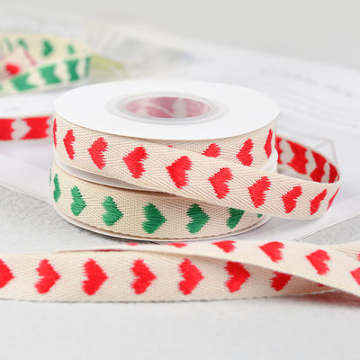 16mm * 9m Heart Pattern Jacquard Cotton Ribbon cho phụ kiện quần áo