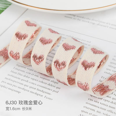16mm * 9m Heart Pattern Jacquard Cotton Ribbon cho phụ kiện quần áo
