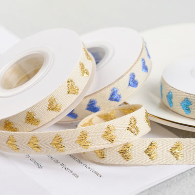 16mm * 9m Heart Pattern Jacquard Cotton Ribbon cho phụ kiện quần áo