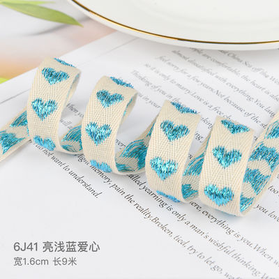 16mm * 9m Heart Pattern Jacquard Cotton Ribbon cho phụ kiện quần áo