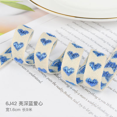 16mm * 9m Heart Pattern Jacquard Cotton Ribbon cho phụ kiện quần áo