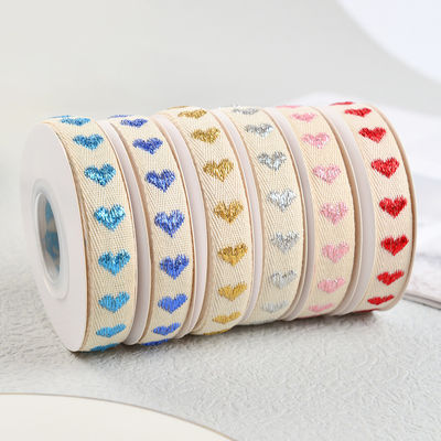 16mm * 9m Heart Pattern Jacquard Cotton Ribbon cho phụ kiện quần áo