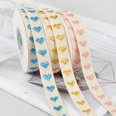 16mm * 9m Heart Pattern Jacquard Cotton Ribbon cho phụ kiện quần áo