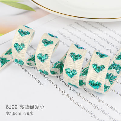 16mm * 9m Heart Pattern Jacquard Cotton Ribbon cho phụ kiện quần áo