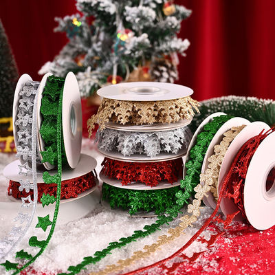 3cm * 5y Ultrasonic Chritsmas Ribbon cho gói quà tặng và phụ kiện may mặc