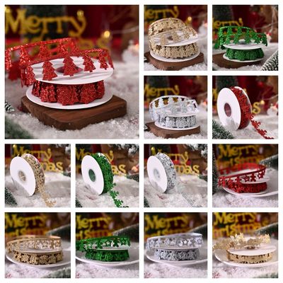 3cm * 5y Ultrasonic Chritsmas Ribbon cho gói quà tặng và phụ kiện may mặc