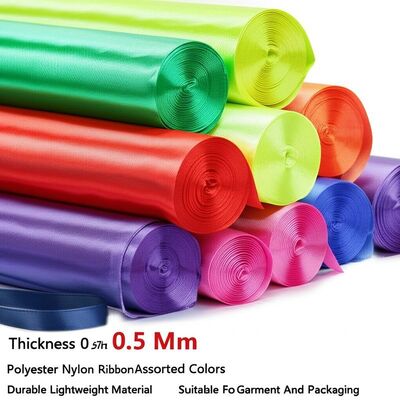 Dây ruy băng polyester nylon dày 0.5 mm, nhiều màu sắc, chất liệu bền nhẹ, thích hợp cho may mặc và đóng gói