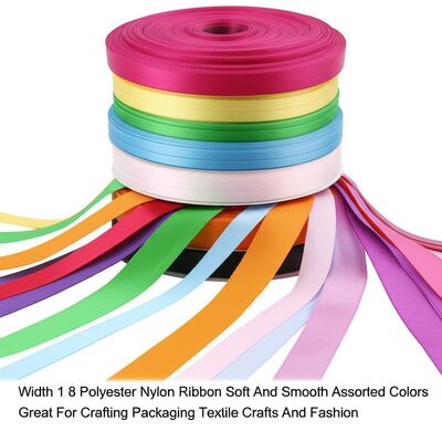 Chiều rộng 1 8 Polyester Nylon Ribbon mềm và mịn mịn Màu sắc khác nhau tuyệt vời cho chế tạo bao bì hàng dệt may thủ công và thời trang